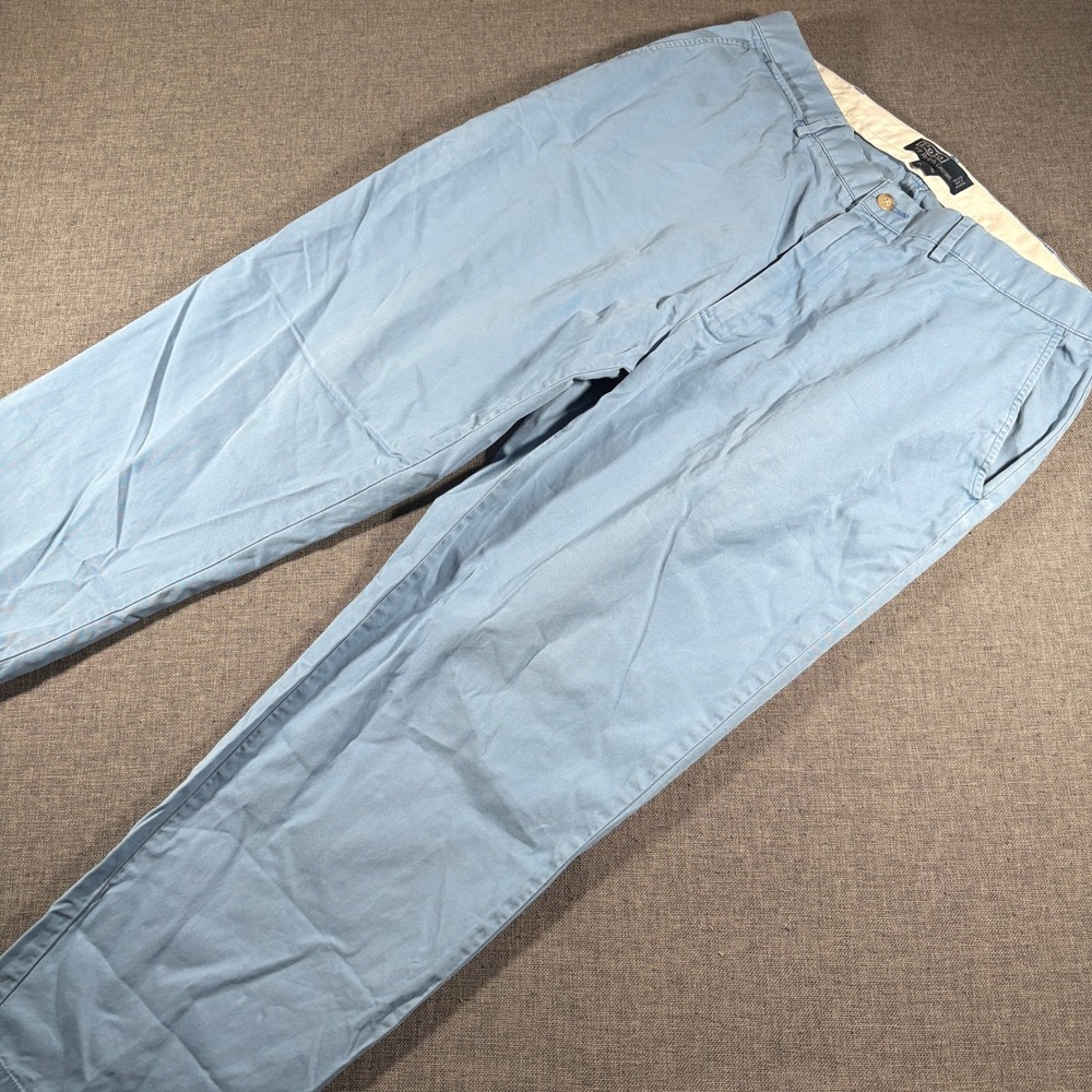 Vintage Polo Ralph Lauren Chino Pants Mens 36x30 Light Blue Cotton Straight Leg